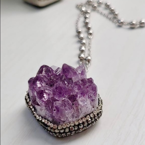COPY - Raw Natural Amethyst pendant necklace, birthstone - Picture 7 of 10